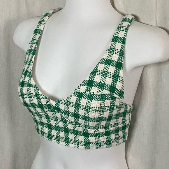 Blogger Favorite- Zara Crop Top Green Gingham Size Small NWT - Picture 2 of 6